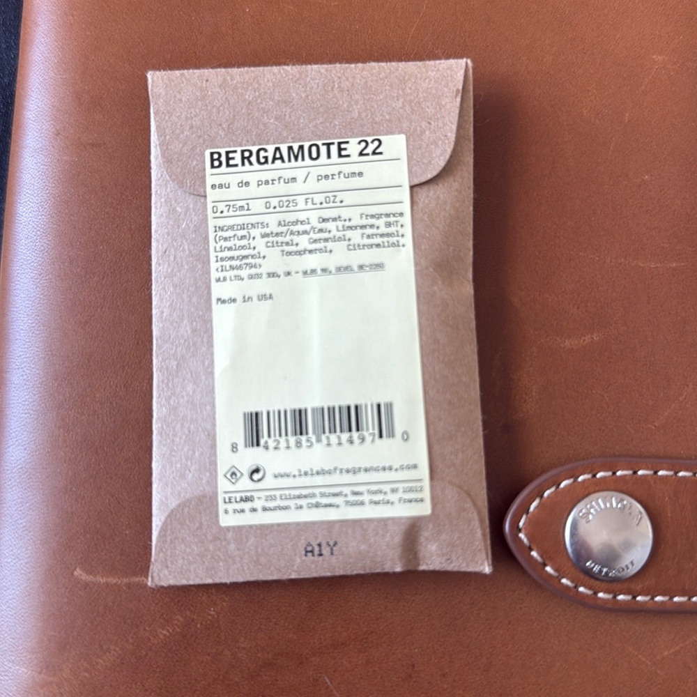 Le Labo Bergamote 22 Sample UNOPENED NEW 0.75mL